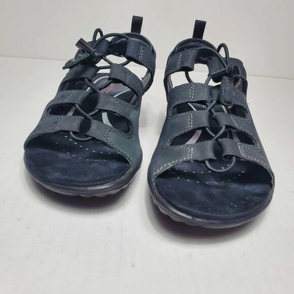 Ecco Black Nubuck Speed Lace Up Flat Sandals Size EU 39 US 8 - Picture 2 of 8